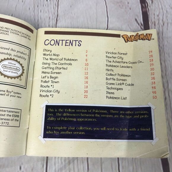 Pokemon Yellow Trainers Guide Authentic Nintendo Instruction Manual - Picture 3 of 6